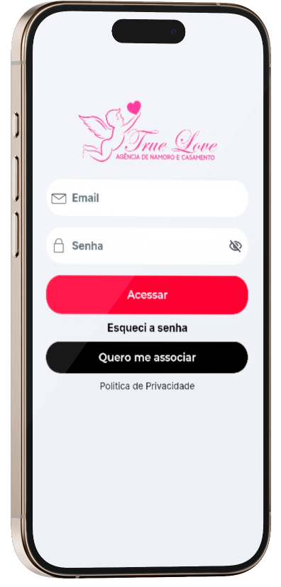 Aplicativo de namoro True Love em smartphone